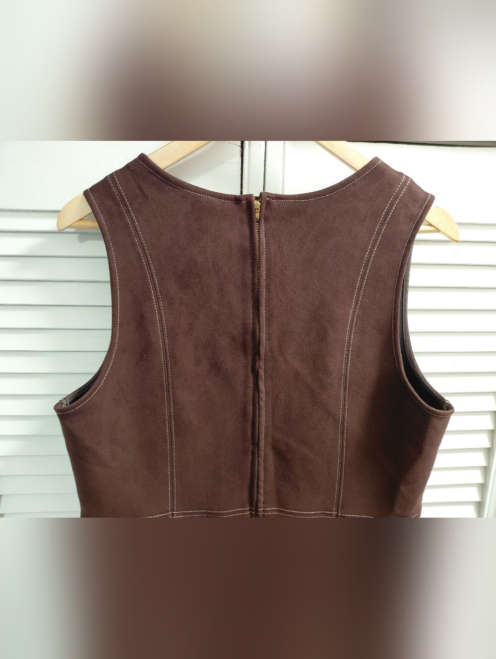 Anna Sui For Old Navy Brown Sleeveless V-Neck Mini Dress - Picture 5 of 8